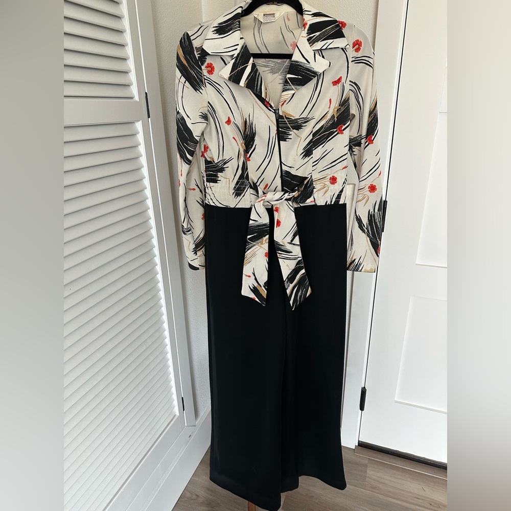 Women’s VTG 70s Disco Wide leg Jumpsuit, Montgomery Ward. M/L see measurements